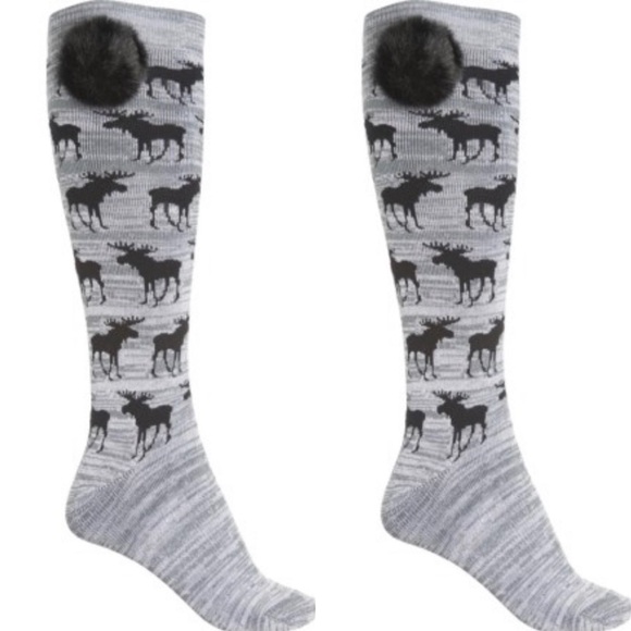 Born Full Cushion Moose Print Socks - Over the Calf - Picture 1 of 8